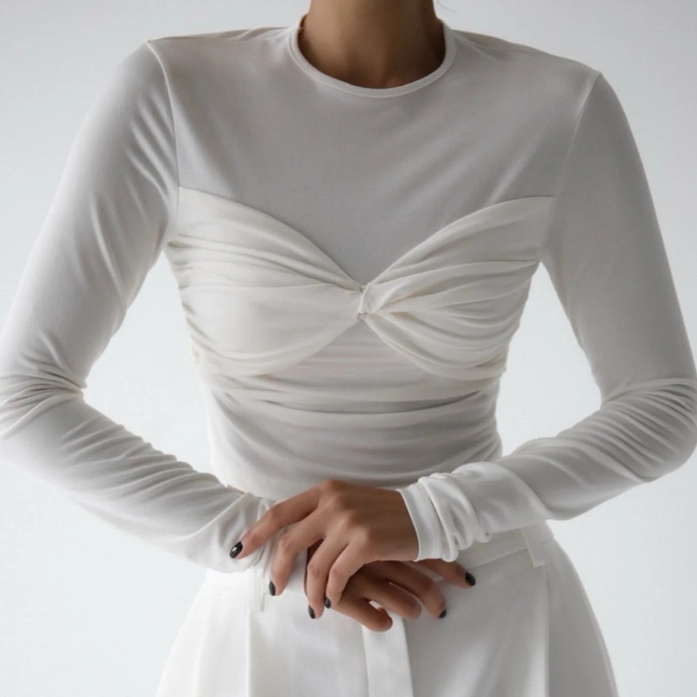 Elodie White Long Sleeve Top